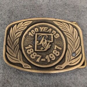 Vintage 1987 B&F 100 Years Anniversary Brass Belt Buckle CD Hit Made in USA